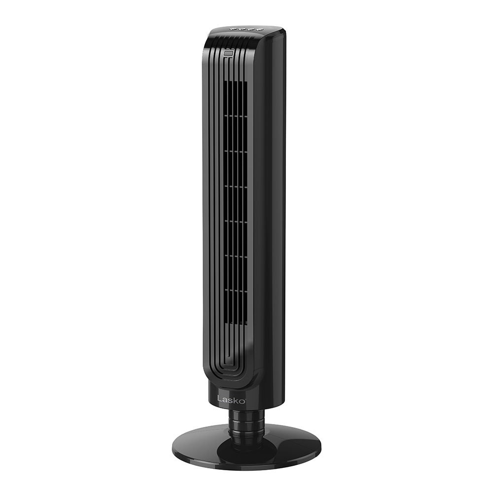 slide 3 of 6, Lasko 3-Speed Oscillating Tower Fan with Remote Control - Black, 32 in