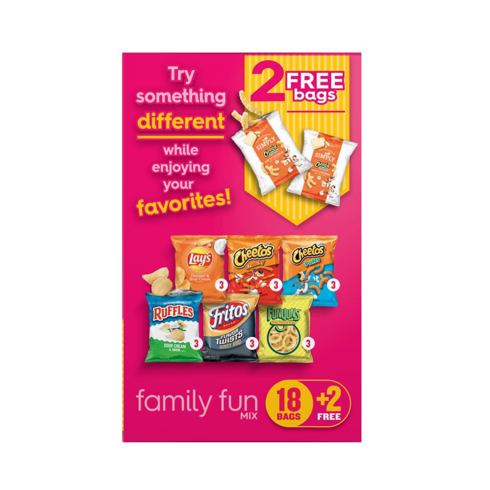 slide 2 of 6, Frito Lay® Family Fun Mix Snacks Variety Pack, 20 ct