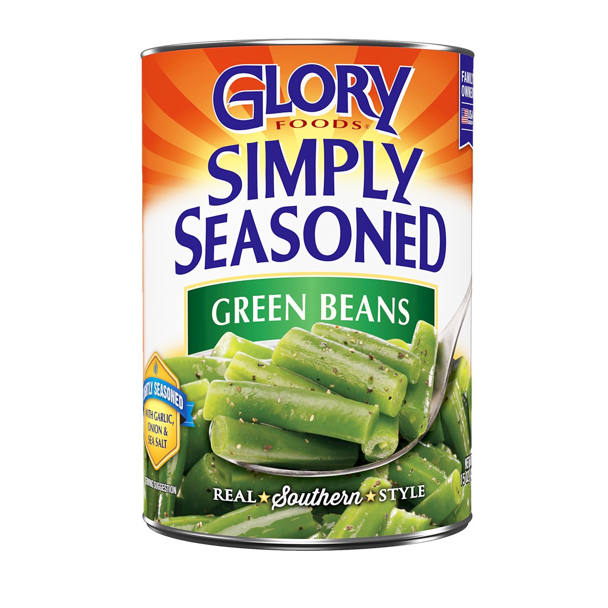 slide 4 of 4, Glory Foods 50% Less Sodium Sensibly Seasoned String Beans, 15 oz