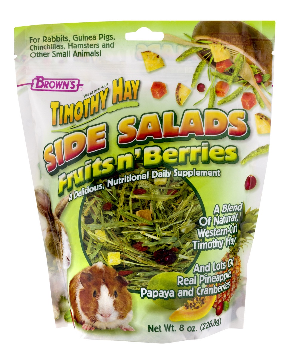 slide 1 of 1, Brown's Timothy Hay Side Salads Fruits n' Berries, 8 oz