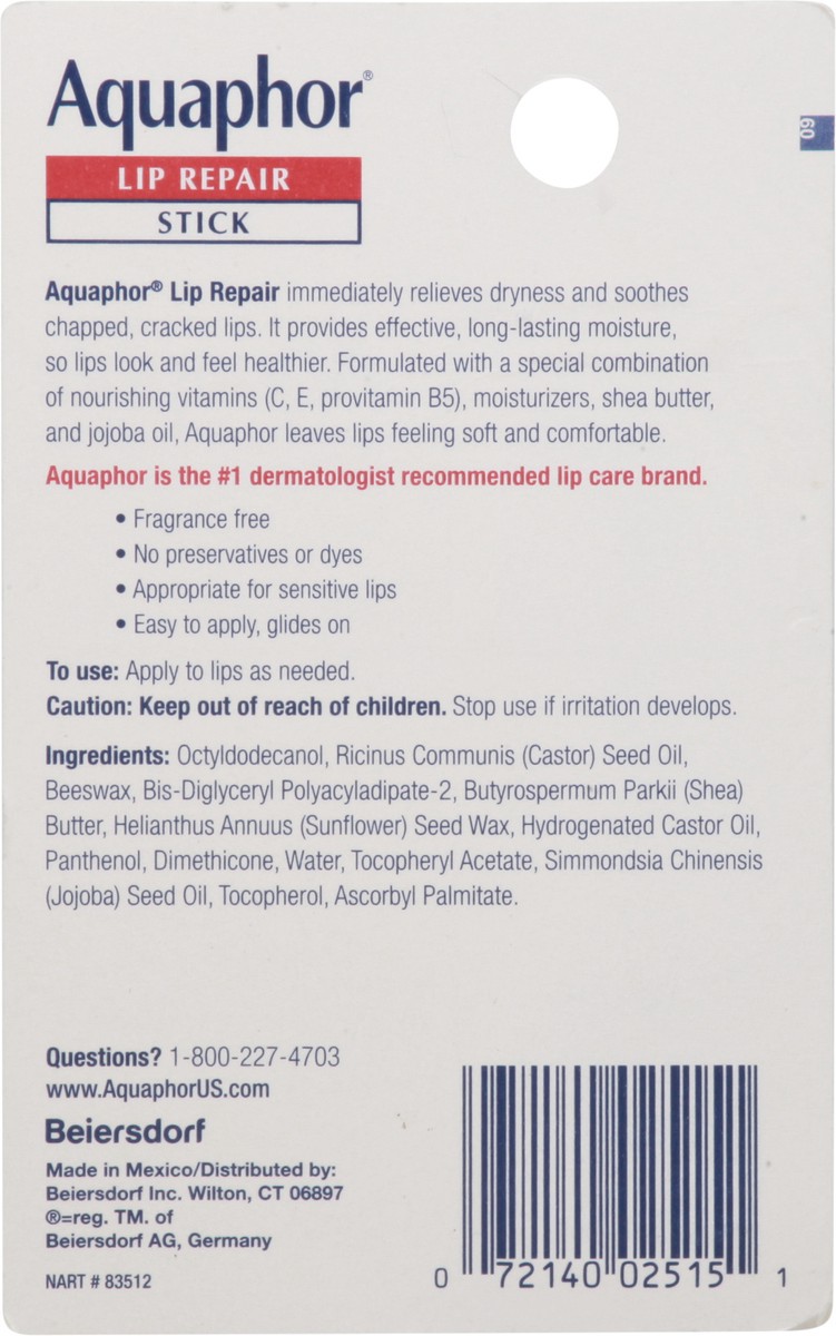 slide 8 of 9, Aquaphor Lip Repair Stick, 0.2 oz