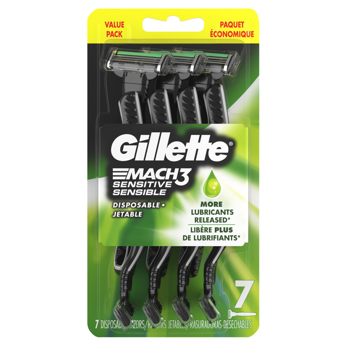 slide 19 of 29, Gillette Mach3 Sensitive Men’s Disposable Razors, 7 Count, 7 ct