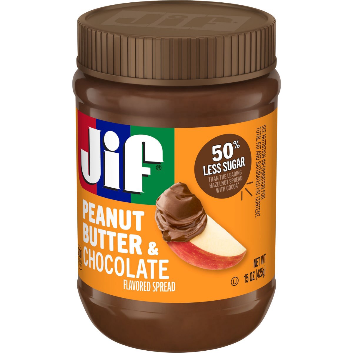 slide 1 of 17, Jif Peanut Butter & Chocolate Flavored Spread, 15 Oz. Jar, 15 oz