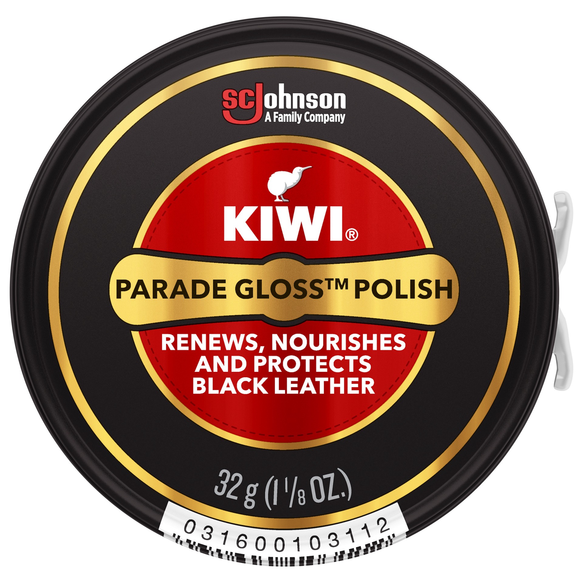 slide 1 of 5, KIWI Parade Gloss Shoe Polish, Black, 1.125 oz (1 Metal Tin), 1.12 oz