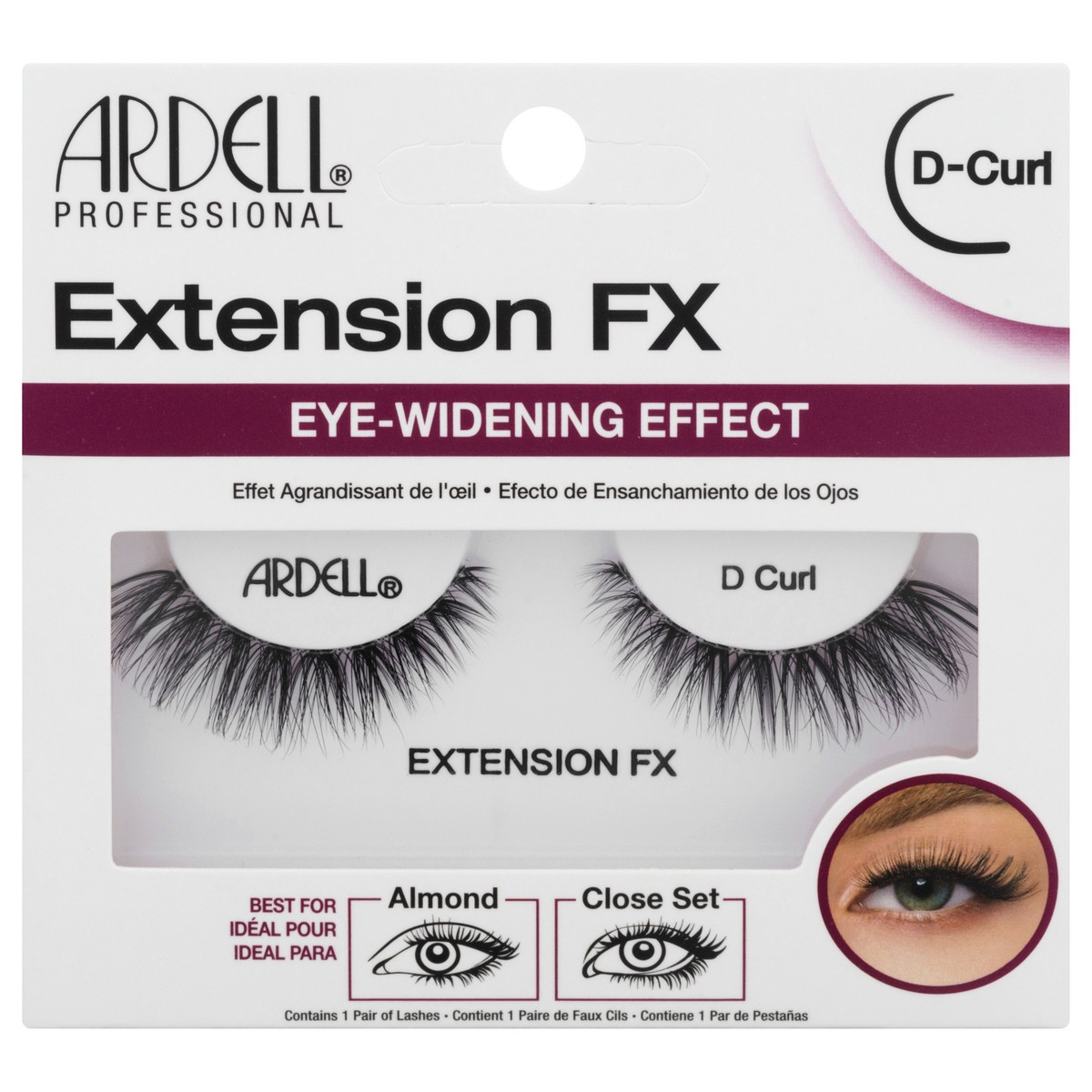 slide 1 of 8, Ardell Extension FX D-Curl Eye-Widening Effect Lash (Pair), 1 pair