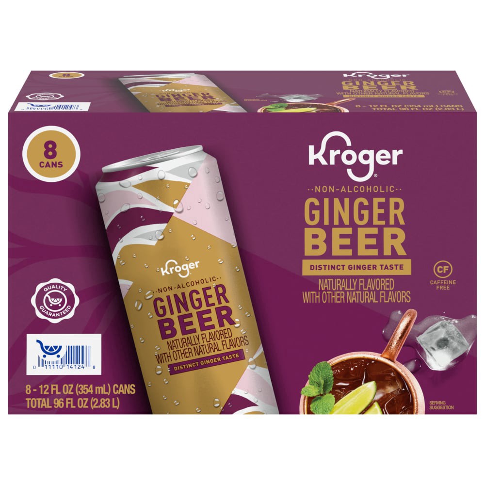 slide 1 of 1, Kroger® Non Alcoholic Ginger Beer Cans, 8 ct; 12 fl oz