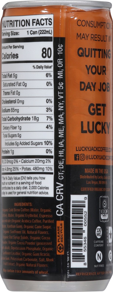 slide 5 of 9, Lucky Jack Nitro Latte Cold Brew Mocha Coffee 7.5 fl oz, 1 ct