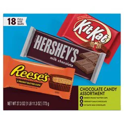 HERSHEY'S, KIT KAT and REESE'S Assorted Milk Chocolate Candy, Easter Gift, 27.3 oz, Variety Box (18 ct)
