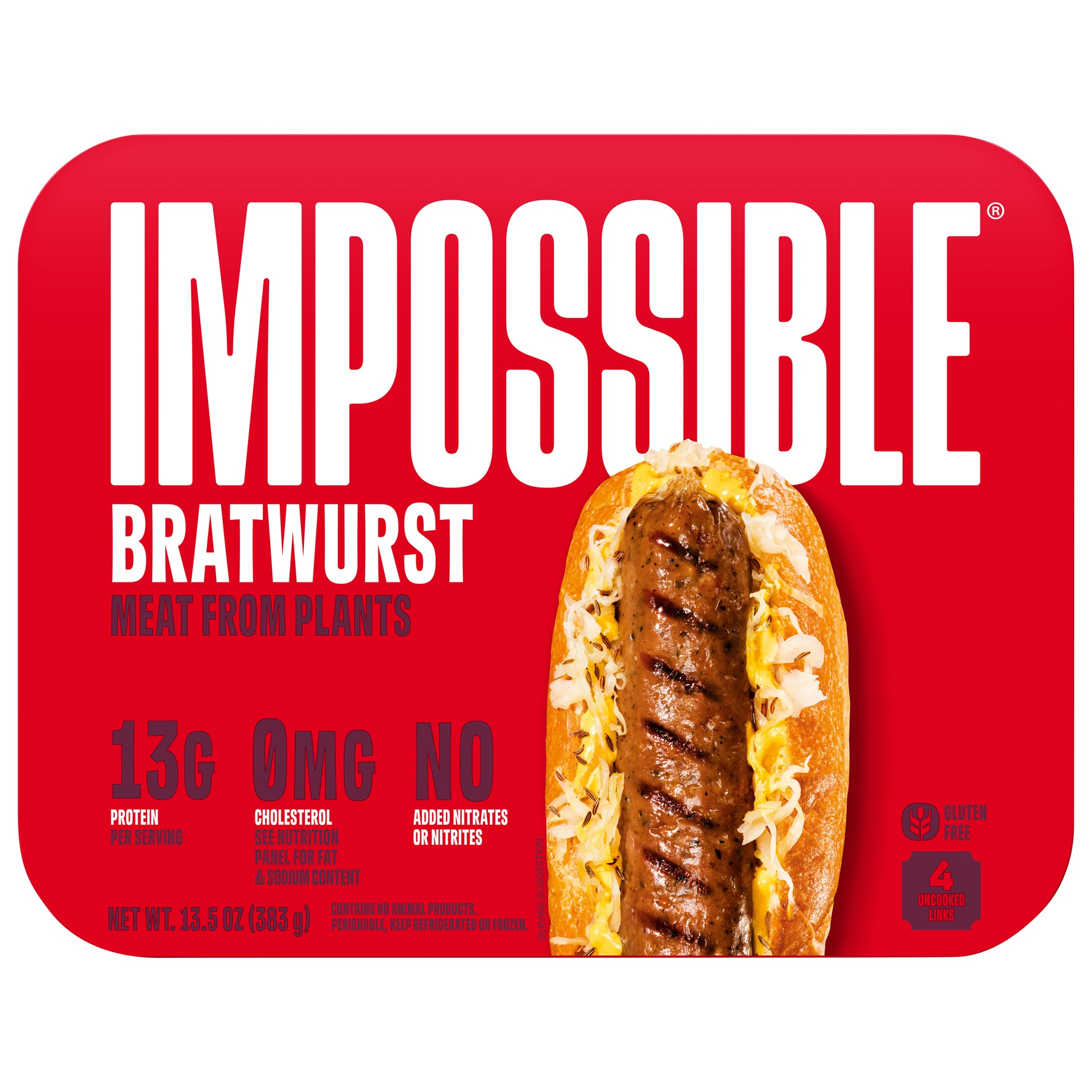 slide 1 of 5, Impossible™ Bratwurst Meat From Plants, 4 Links, 13.5 oz, 13.5 oz