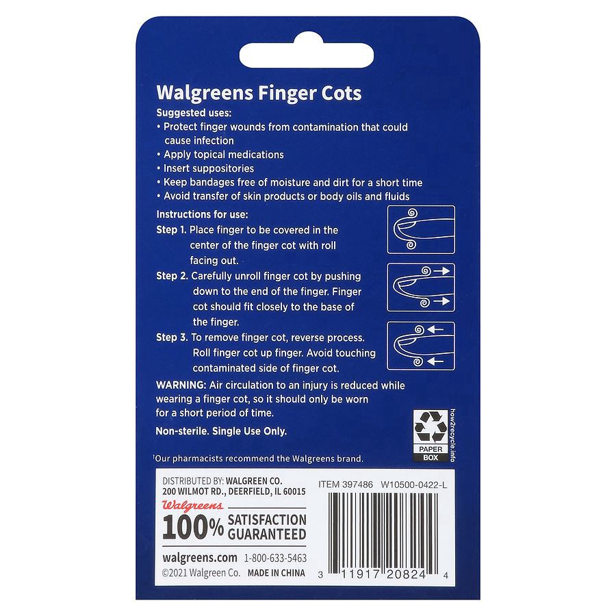 slide 4 of 5, Walgreens Finger Cots, Assorted Sizes Small, 30 ct
