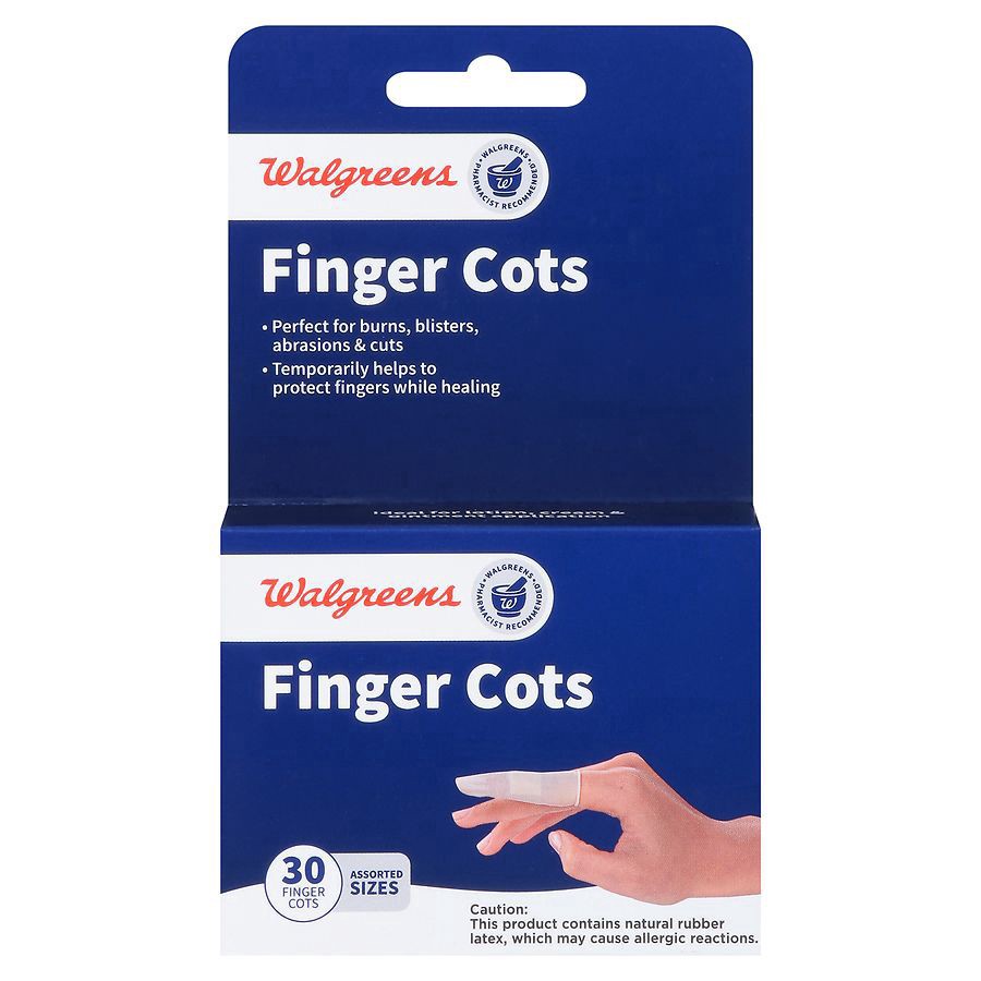 slide 1 of 5, Walgreens Finger Cots, Assorted Sizes Small, 30 ct