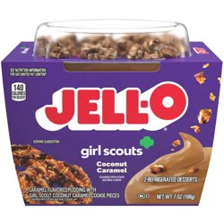 Jell-O Coconut Caramel Flavored with Other Natural Flavor Ready-to-Eat Refrigerated Dessert Cups, 2 ct Cups