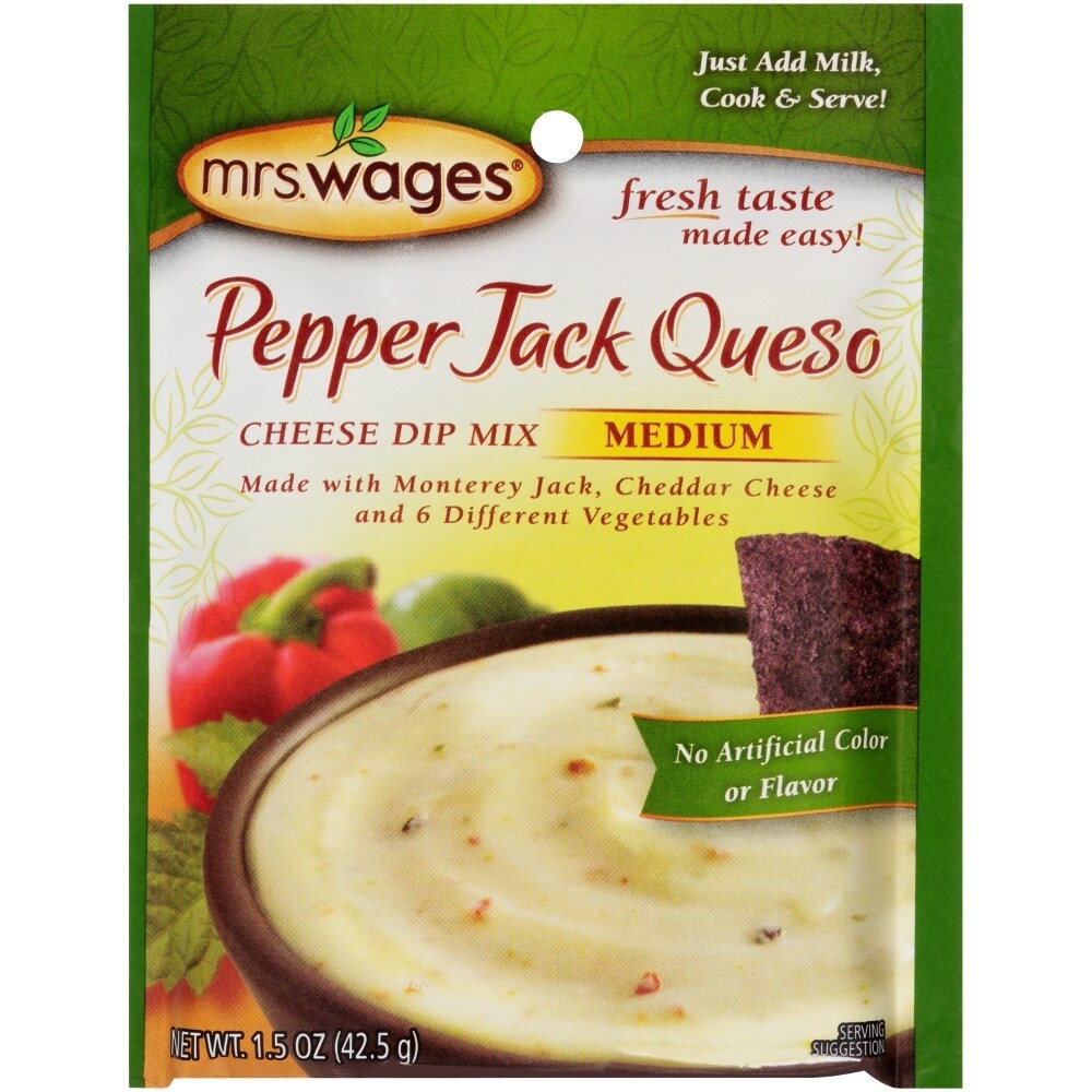 slide 1 of 1, Mrs. Wages Dip Mix - Pepper Jack Queso Cheese, Medium, 1.5 oz