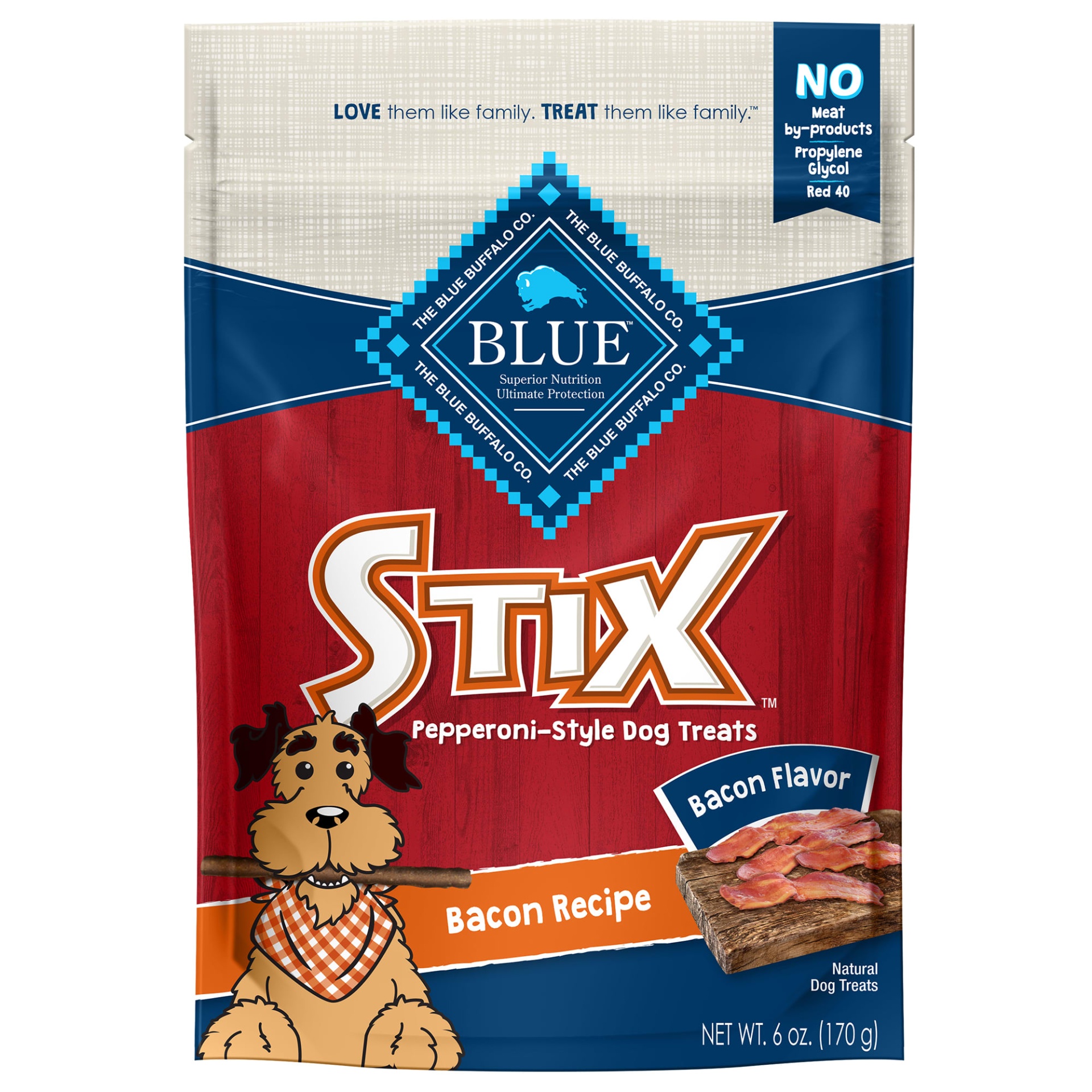 slide 1 of 1, Blue Buffalo Stix Bacon Dog Treats, 6 oz