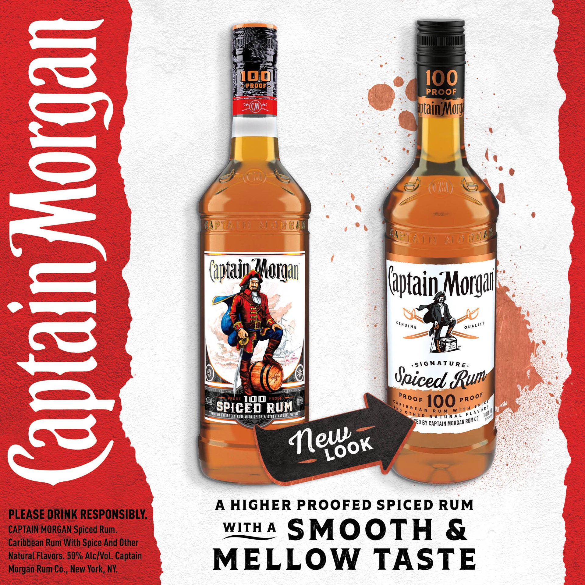 slide 2 of 5, Captain Morgan 100 Proof Spiced Rum, 1 liter