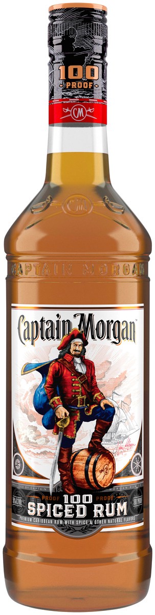 slide 1 of 5, Captain Morgan 100 Proof Spiced Rum, 1 liter