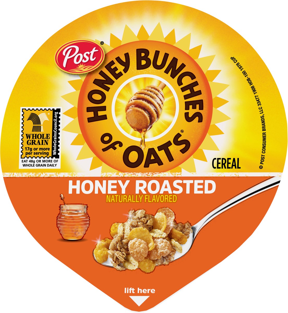 slide 9 of 11, Post Honey Bunches of Oats Honey Roasted Breakfast Cereal, 2 OZ Cereal Cup, 2 oz