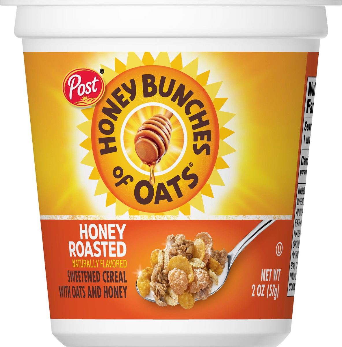 slide 4 of 11, Post Honey Bunches of Oats Honey Roasted Breakfast Cereal, 2 OZ Cereal Cup, 2 oz