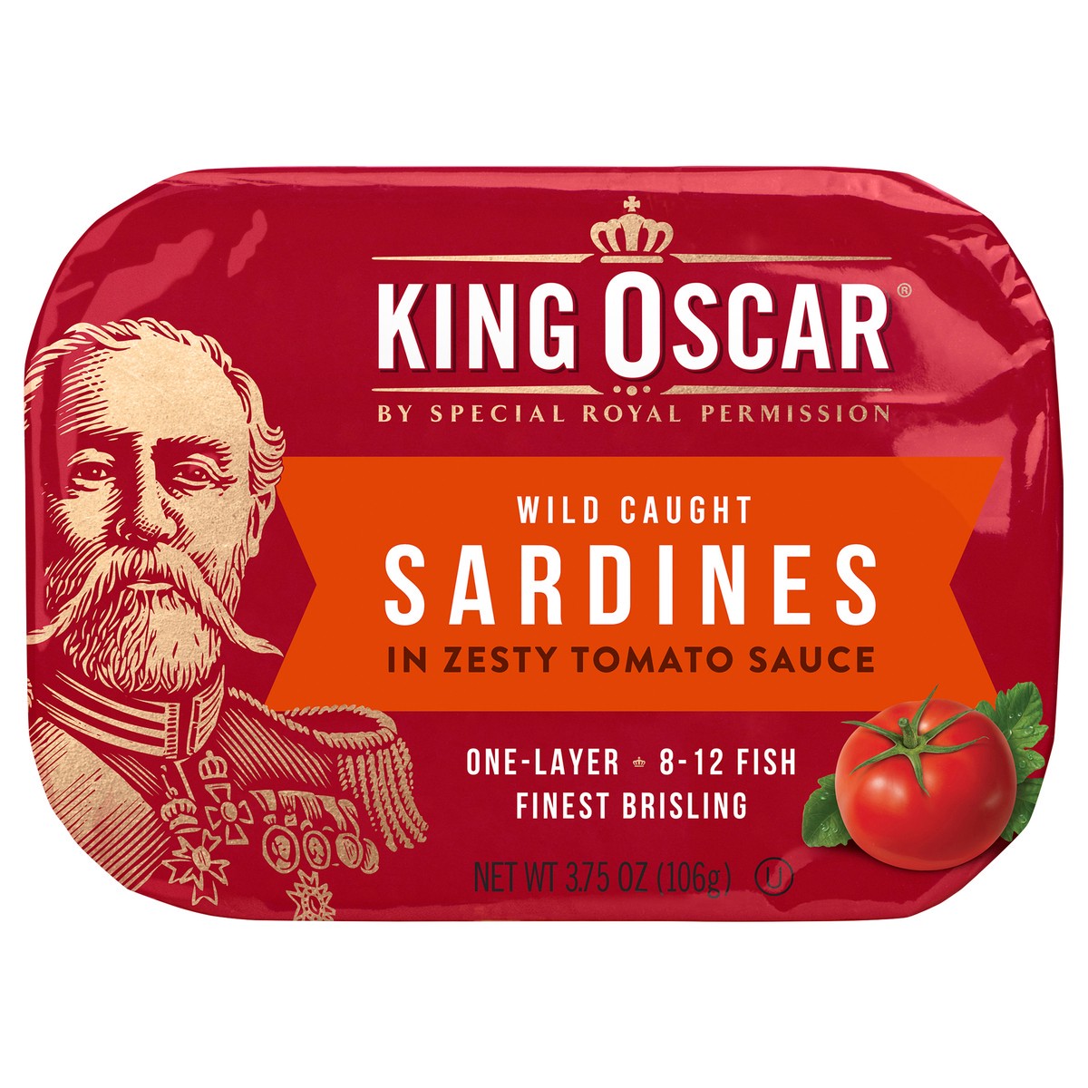 slide 3 of 5, King Oscar Brisling Sardines in Zesty Tomato Sauce, 3.75 oz