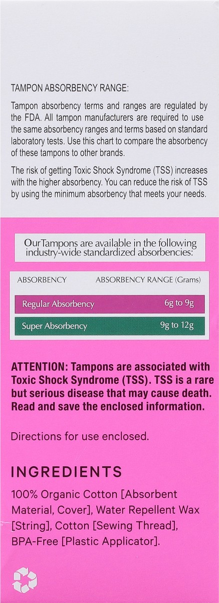 slide 7 of 9, The Honey Pot Company Menstrual Regular 100% Organic Tampons 18 ea, 18 ct