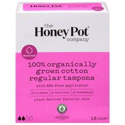 The Honey Pot Company Organic Cotton Regular Tampons - 18ct