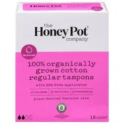 The Honey Pot Company Menstrual Regular 100% Organic Tampons 18 ea