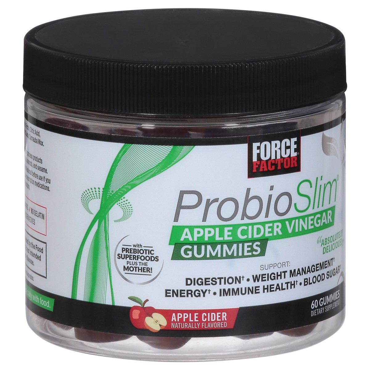 slide 6 of 9, Force Factor Probio Slim Apple Cider Vinegar 60 Gummies, 60 ct
