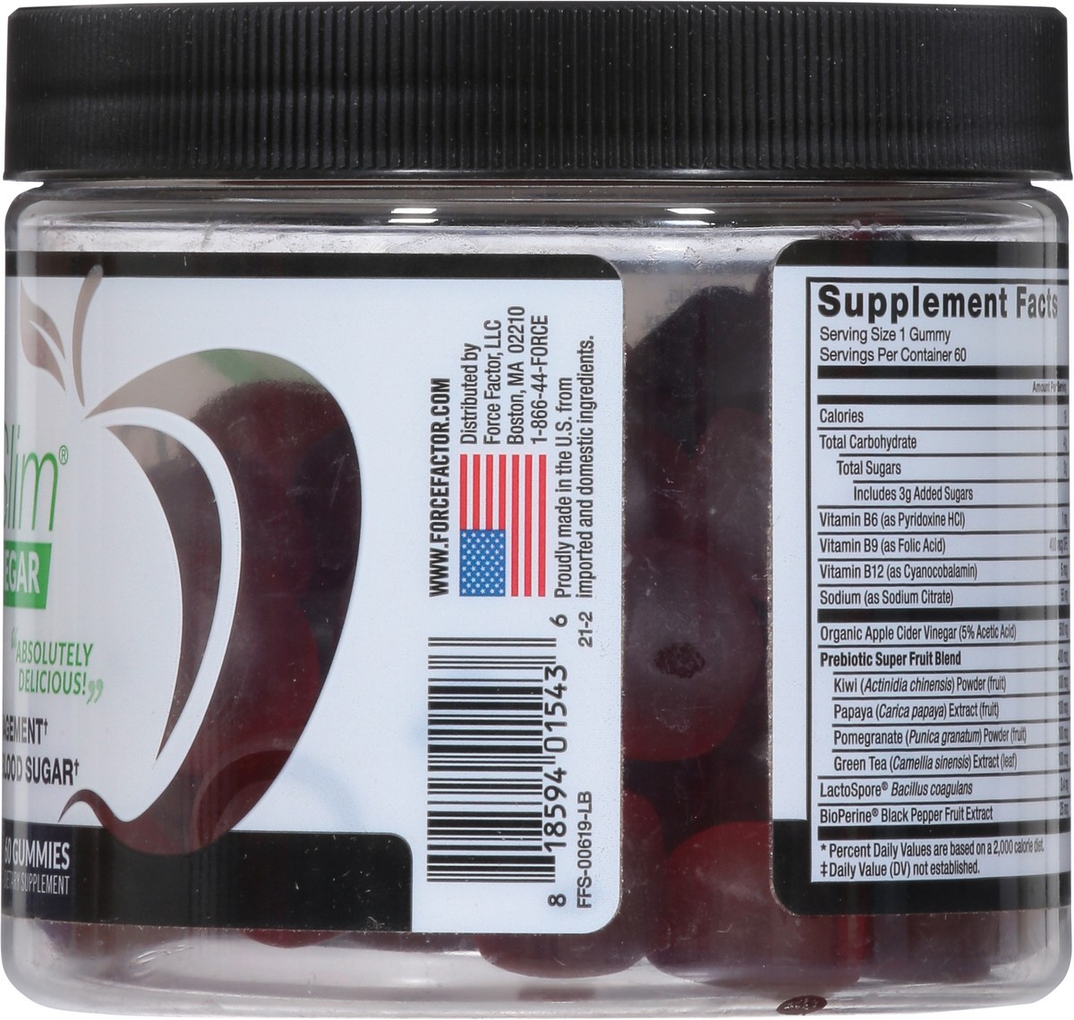 slide 9 of 9, Force Factor Probio Slim Apple Cider Vinegar 60 Gummies, 60 ct