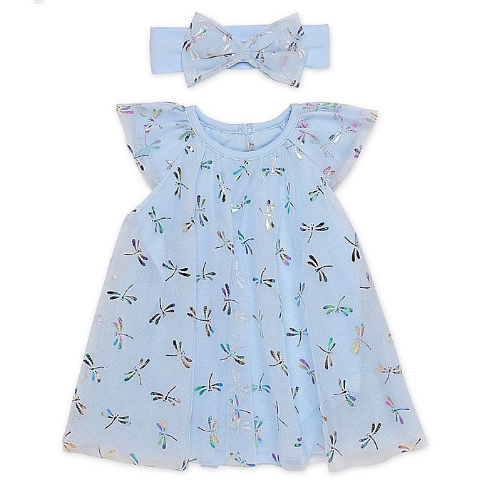 slide 1 of 1, Baby Starters Size Newborn Trapeze Dress and Headband Set - Blue Dragonfly, 2 ct