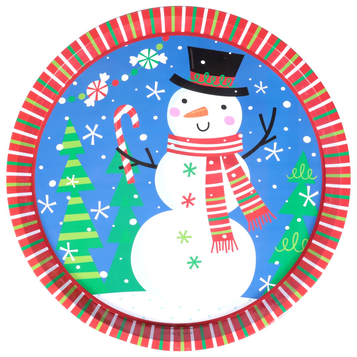 slide 2 of 4, Lindy Bowman Holiday Round Tin Tray, 1 ct
