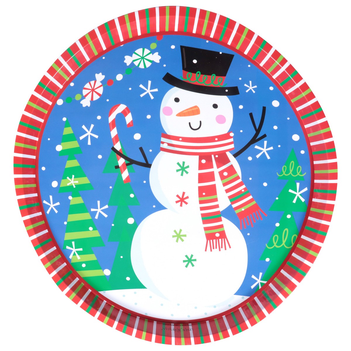 slide 4 of 4, Lindy Bowman Holiday Round Tin Tray, 1 ct