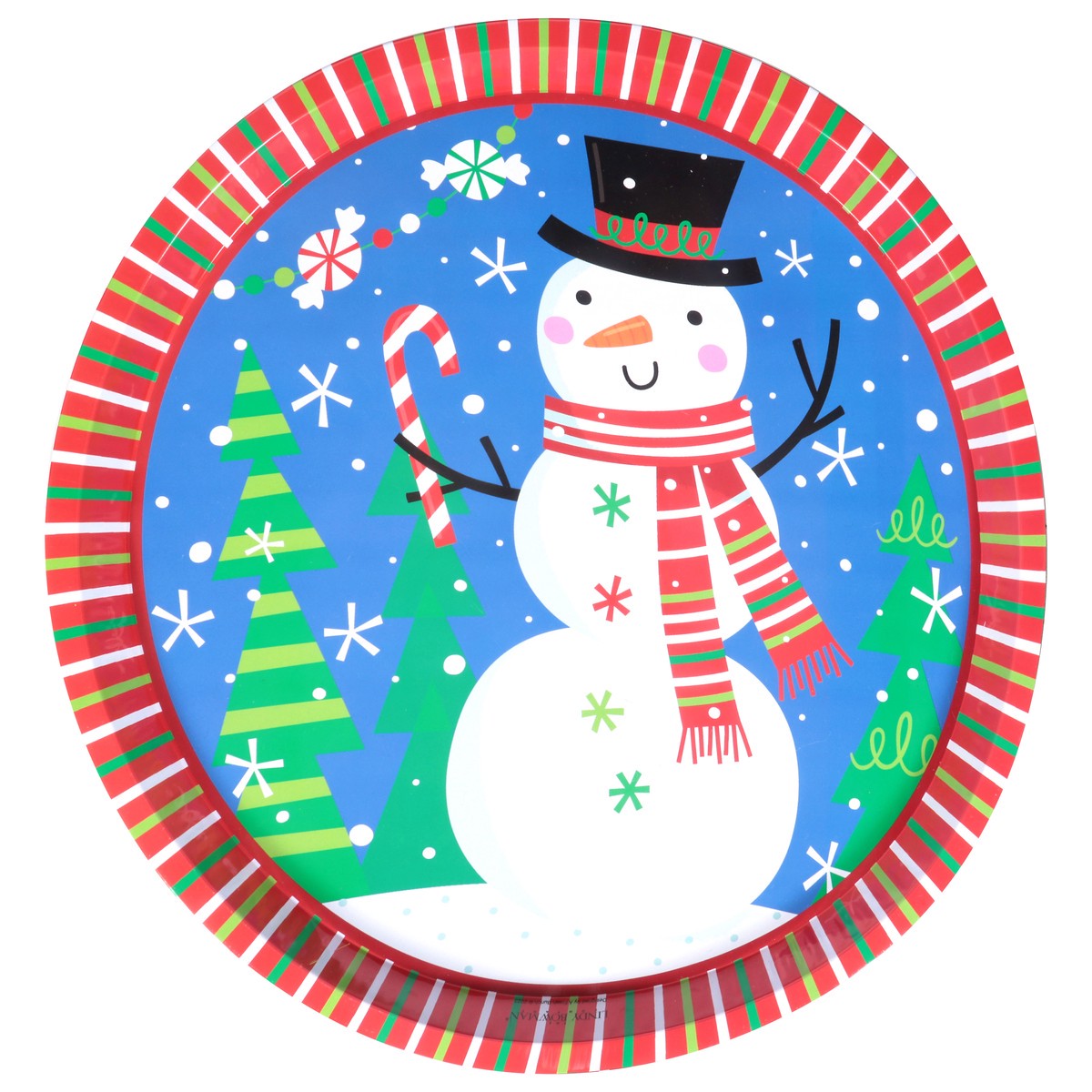 slide 3 of 4, Lindy Bowman Holiday Round Tin Tray, 1 ct