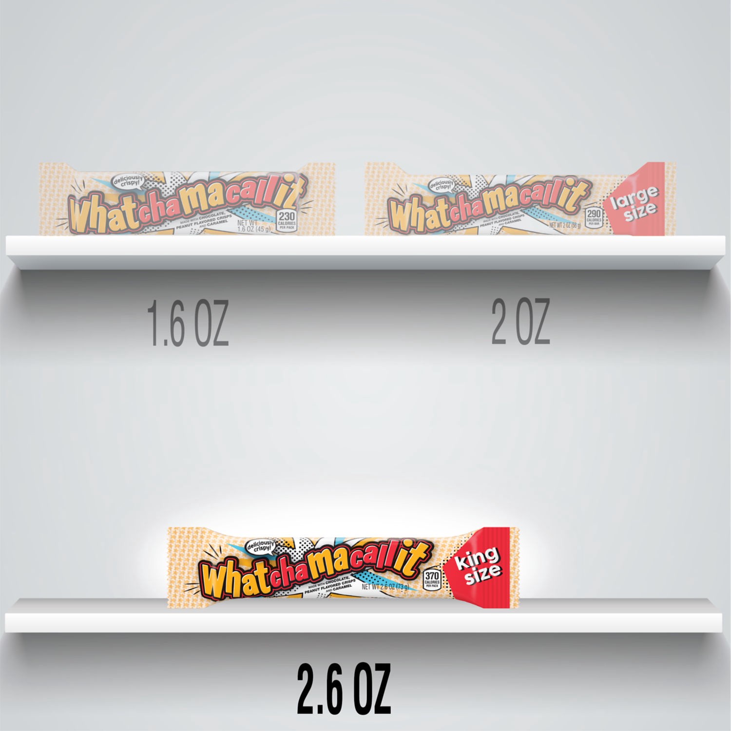 slide 5 of 5, WHATCHAMACALLIT Chocolate, Caramel and Peanut Flavored Crisps King Size, Candy Bar, 2.6 oz, King Size