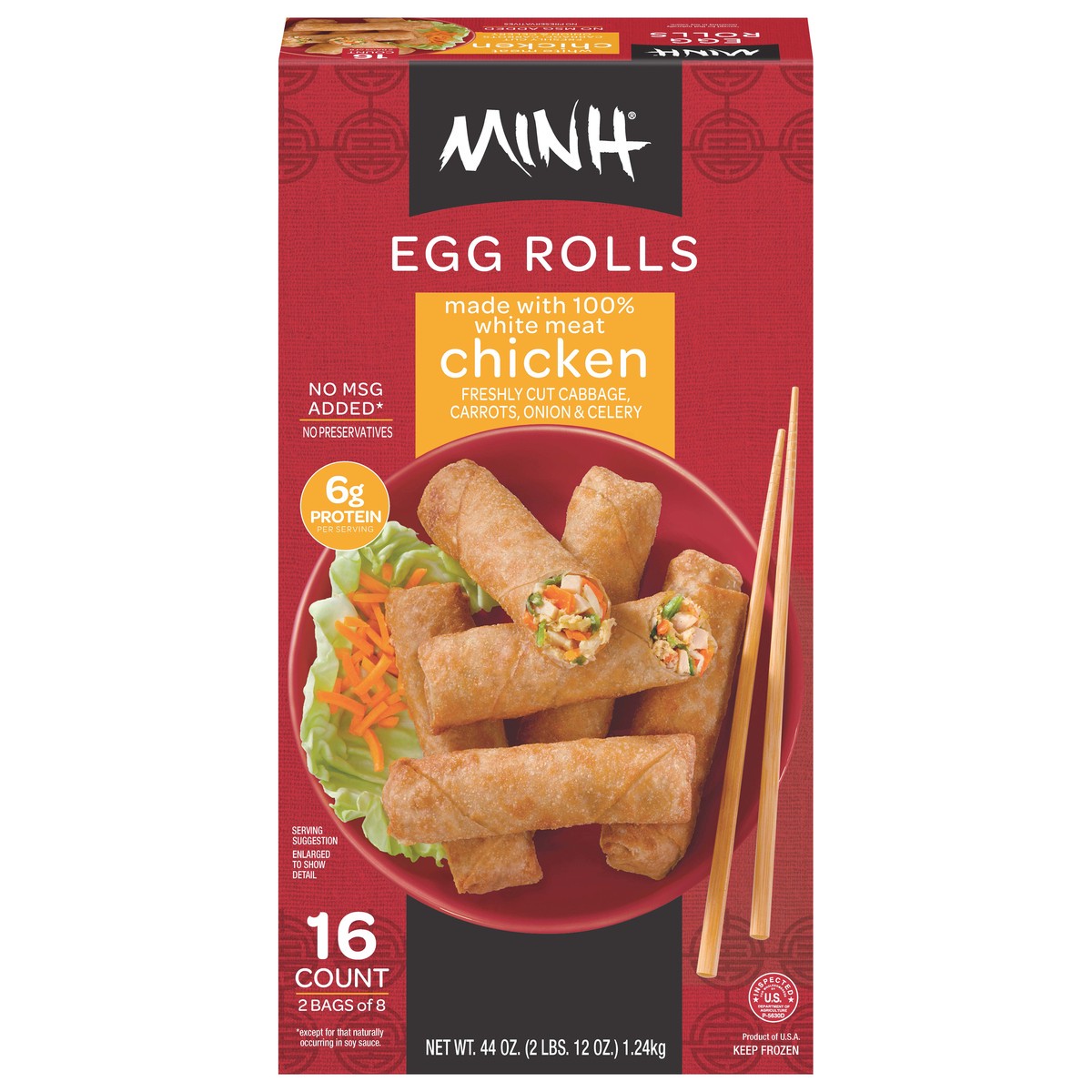 slide 1 of 9, Minh Chicken Egg Rolls 16 ea, 16 ct