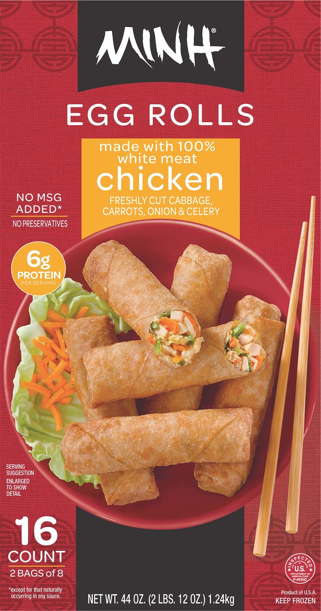 slide 8 of 9, Minh Chicken Egg Rolls 16 ea, 16 ct