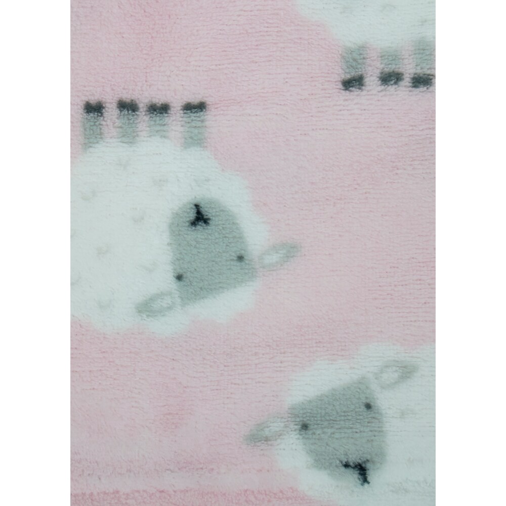 slide 3 of 4, Cutie Pie Sheep Print Plush Baby Blanket - Light Pink, 1 ct