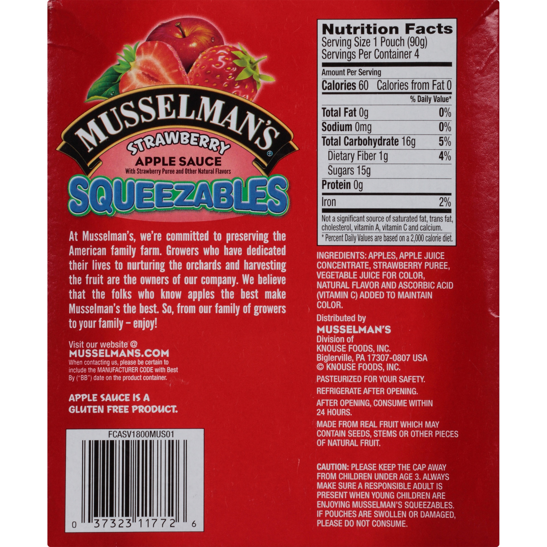 Musselman's Squeezables Strawberry Apple Sauce 4 ct; 3.17 oz Shipt