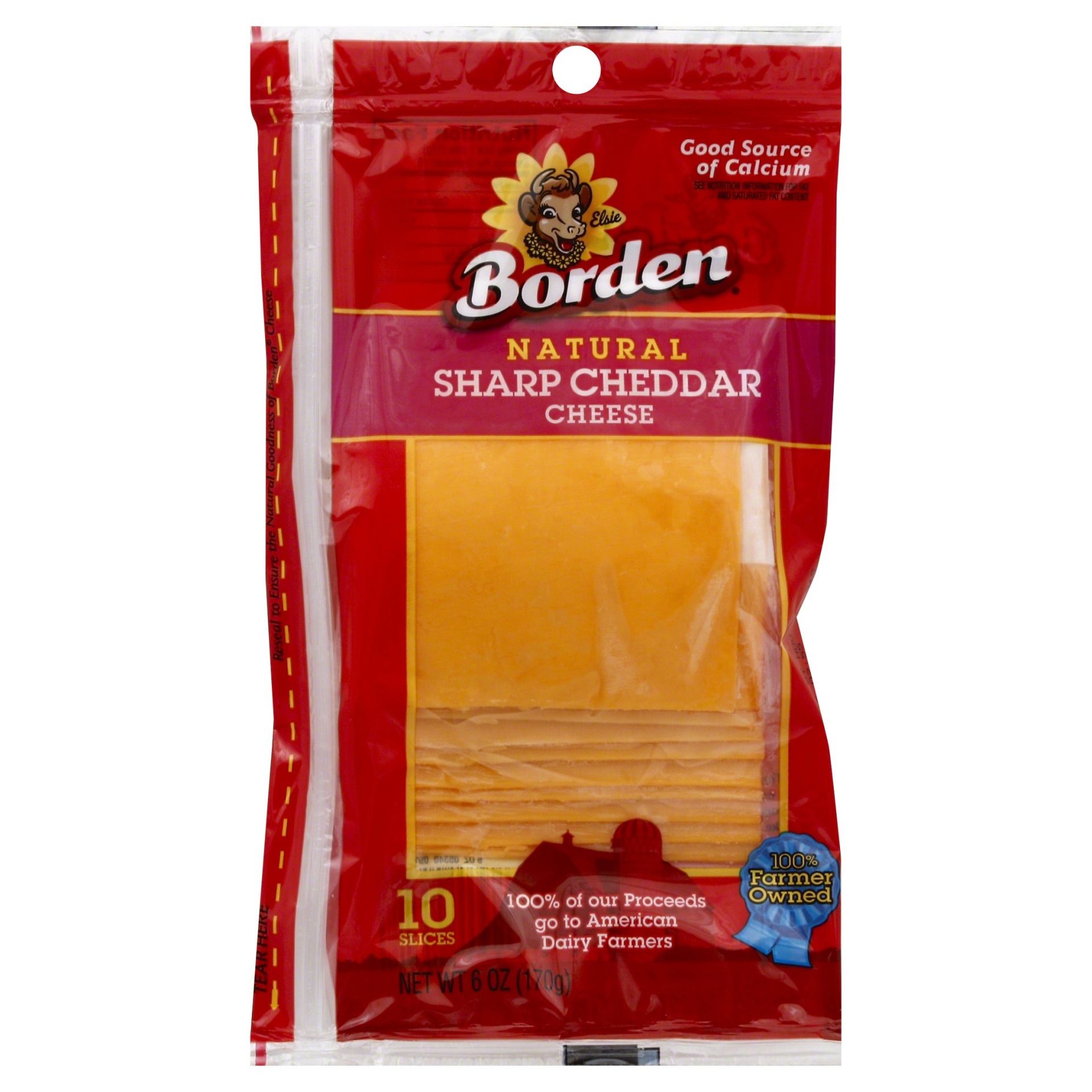 slide 1 of 2, Borden Natrul Sharp Cheddar Slices, 6 oz