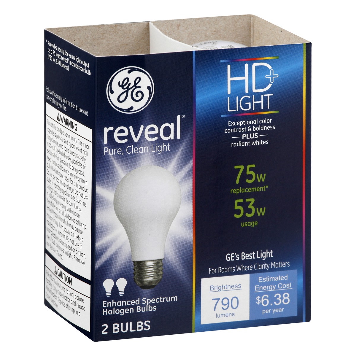 slide 2 of 11, GE Lighting Ge Energy Efficient Reveal 53 Watt General Purpose Halogen Bulbs, 2 ct