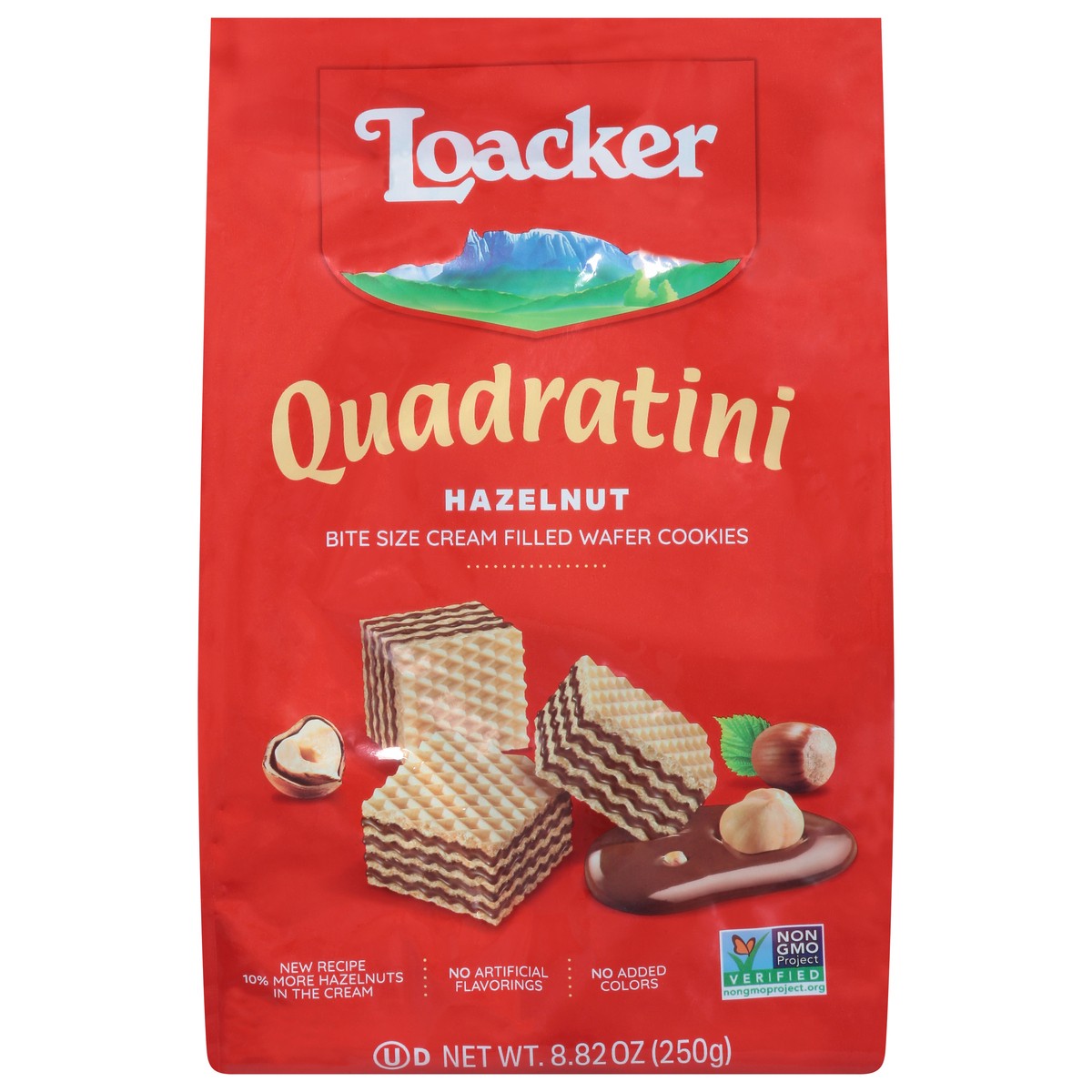 slide 1 of 9, Quadratini Hazelnut Wafer Cookies, 8.82 oz