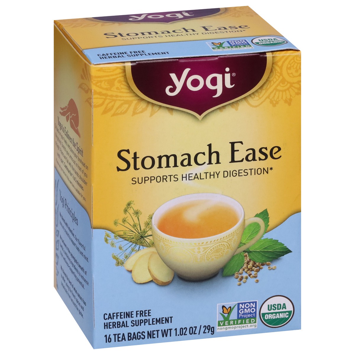 slide 5 of 9, Yogi Tea Bags Caffeine Free Stomach Ease 16 Tea Bags, 16 ct