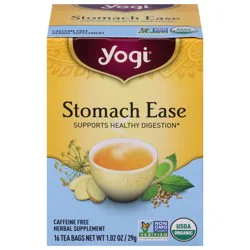 Yogi Tea Stomach Ease, Caffeine-Free Organic Herbal Tea Bags, 16 Count