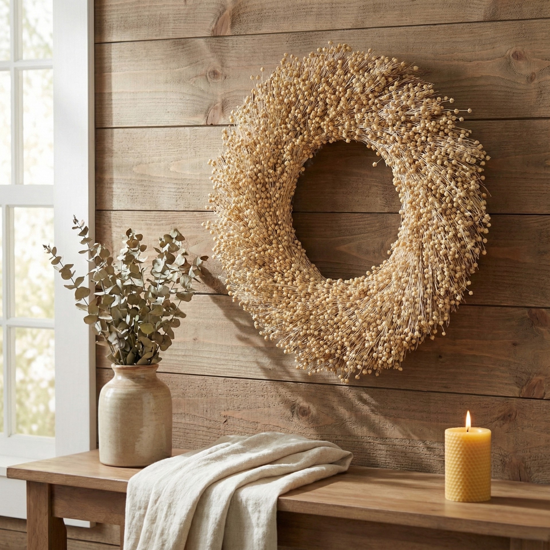 slide 2 of 4, 18" Cream Wreath By Ashland, 18 in