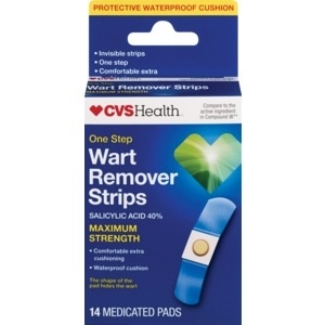 slide 1 of 1, CVS Health One Step Wart Remover Strips, 14 ct