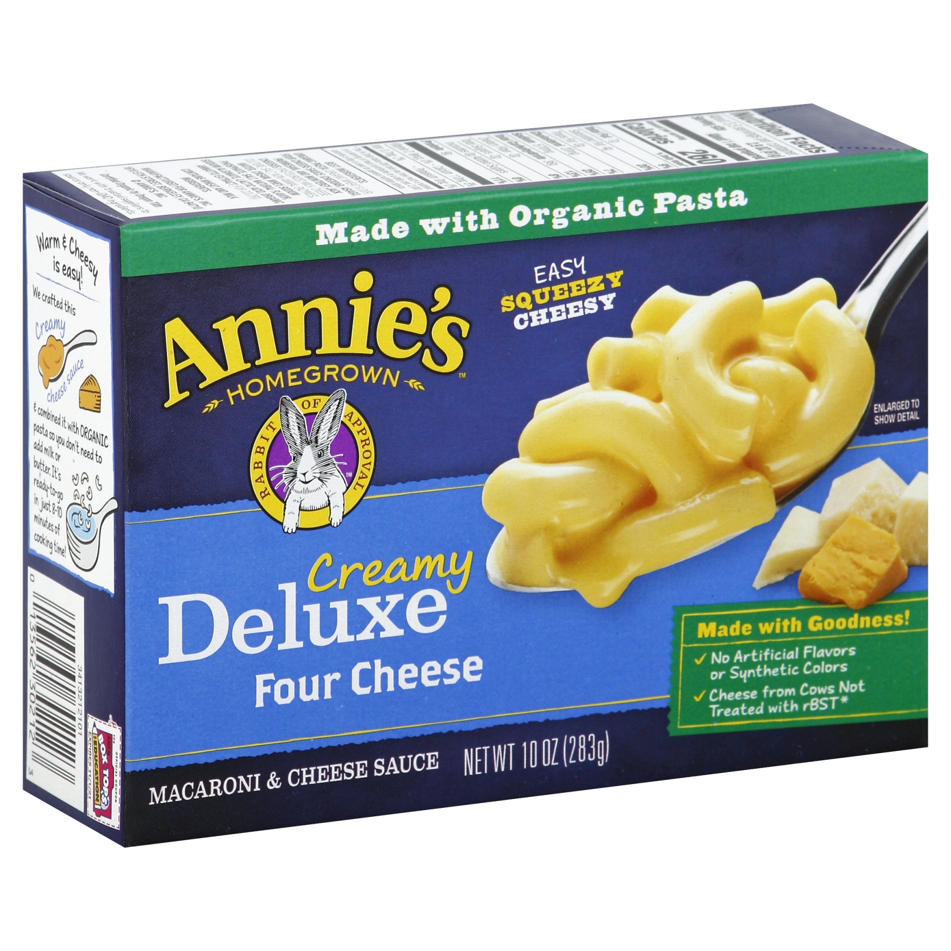 slide 1 of 1, Annie's Homegrown Creamy Deluxe Four Cheese Macaroni Dinner, 10 oz