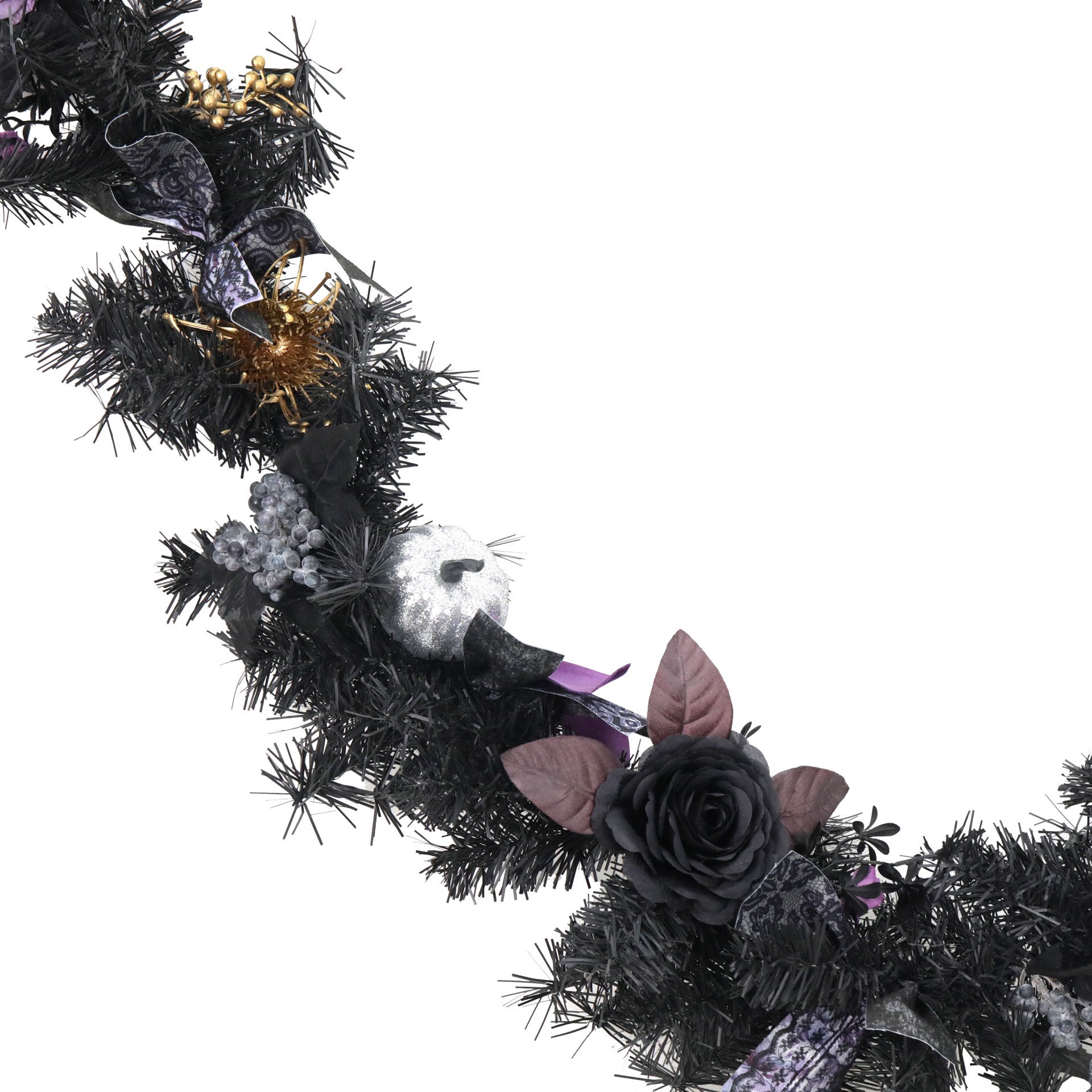 slide 2 of 2, 6ft. Black & Purple Rose & Lace Bow Garland By Ashland, 6 ft