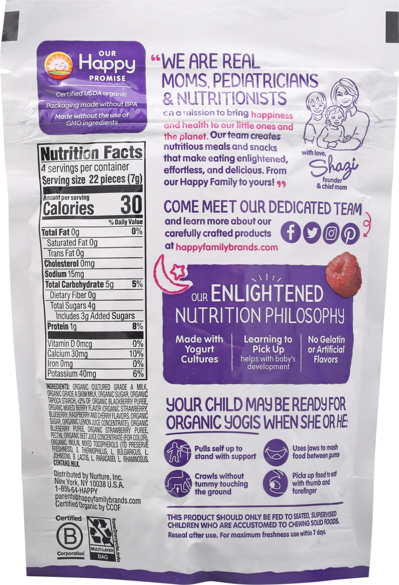 slide 6 of 9, Happy Baby Organics Yogis Yogurt & Fruit Mixed Berry Snacks - 1 Oz, 1 ct