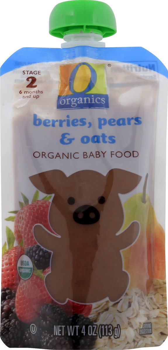 slide 5 of 7, O Organics Baby Food, Organic, Berries, Pear & Oats, 2 (6 Months & Up), 4 oz