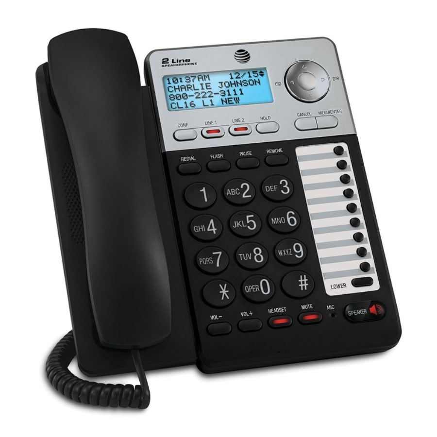 slide 2 of 3, AT&T Ml17929 2-Line Corded Phone With Caller Id/Call Waiting, Black, 1 ct