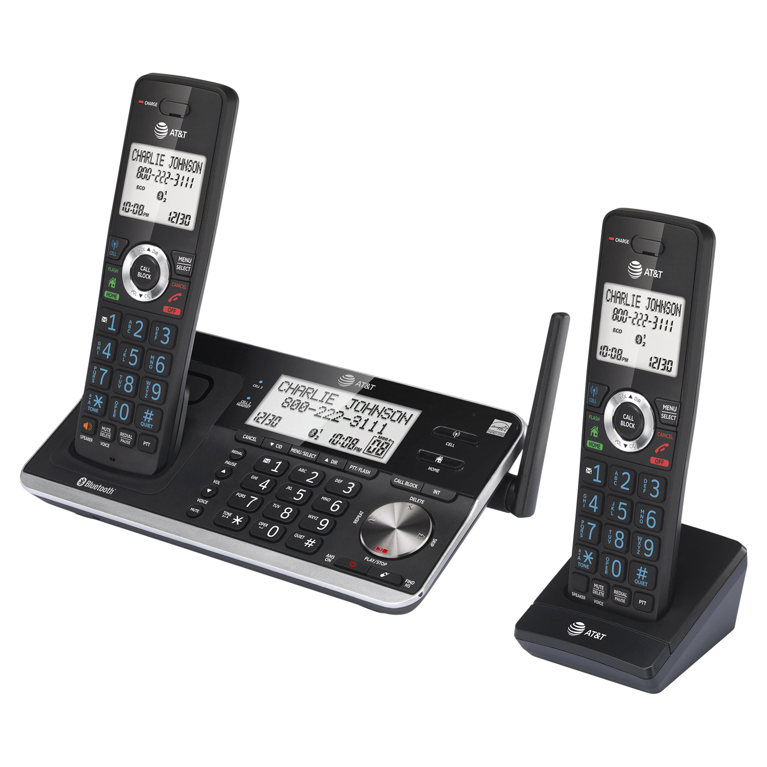 slide 2 of 3, AT&T DLP73210 Expandable Cordless Phone with Bluetooth Connect to Cell, Smart Call Blocker and Answering System, Black/Silver, 1 ct